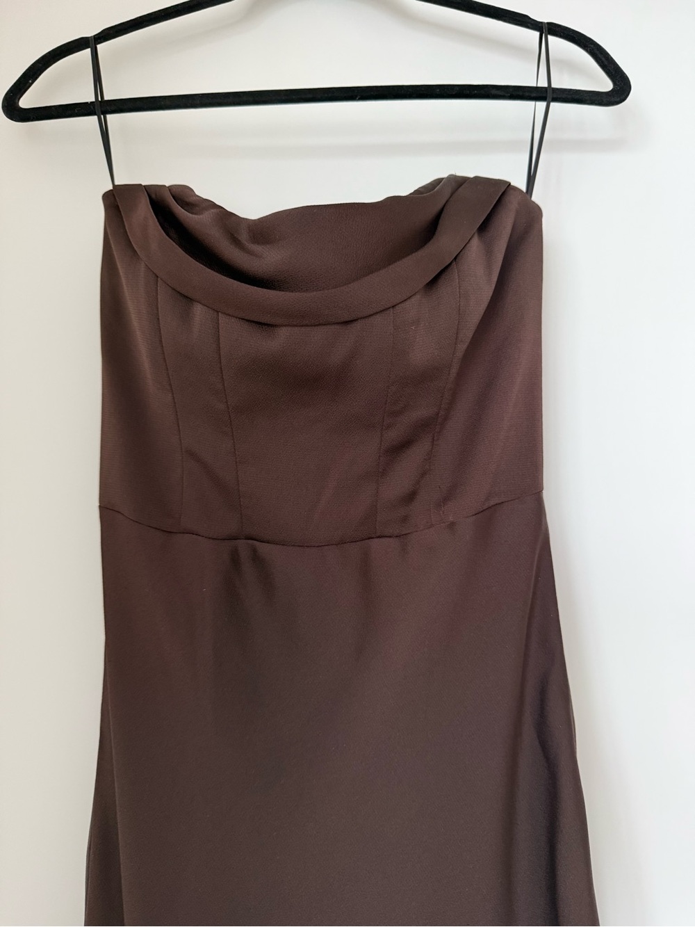 Park & Fifth Strapless Espresso Brown Evening Satin Gown - Picture 4 of 4